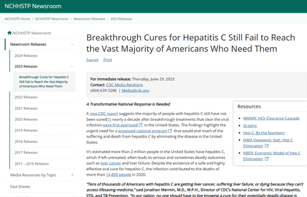 CDC Article on HCV